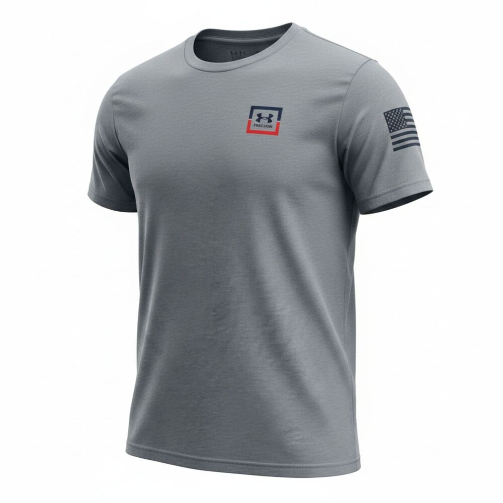 Under Armour Freedom Gray Boys Youth Medium Flag Graphic T-Shirt